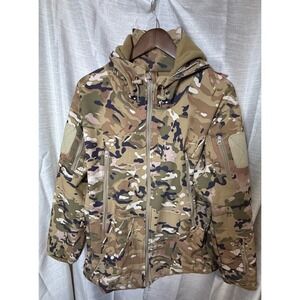 Men Camo Outdoor Tactics Softshell Jacket Hood Waterproof Military Outdoor Coat